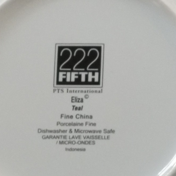 222 Fifth Eliza Teal Salad Snack Dessert Plate 9" Porcelain - Picture 7 of 7